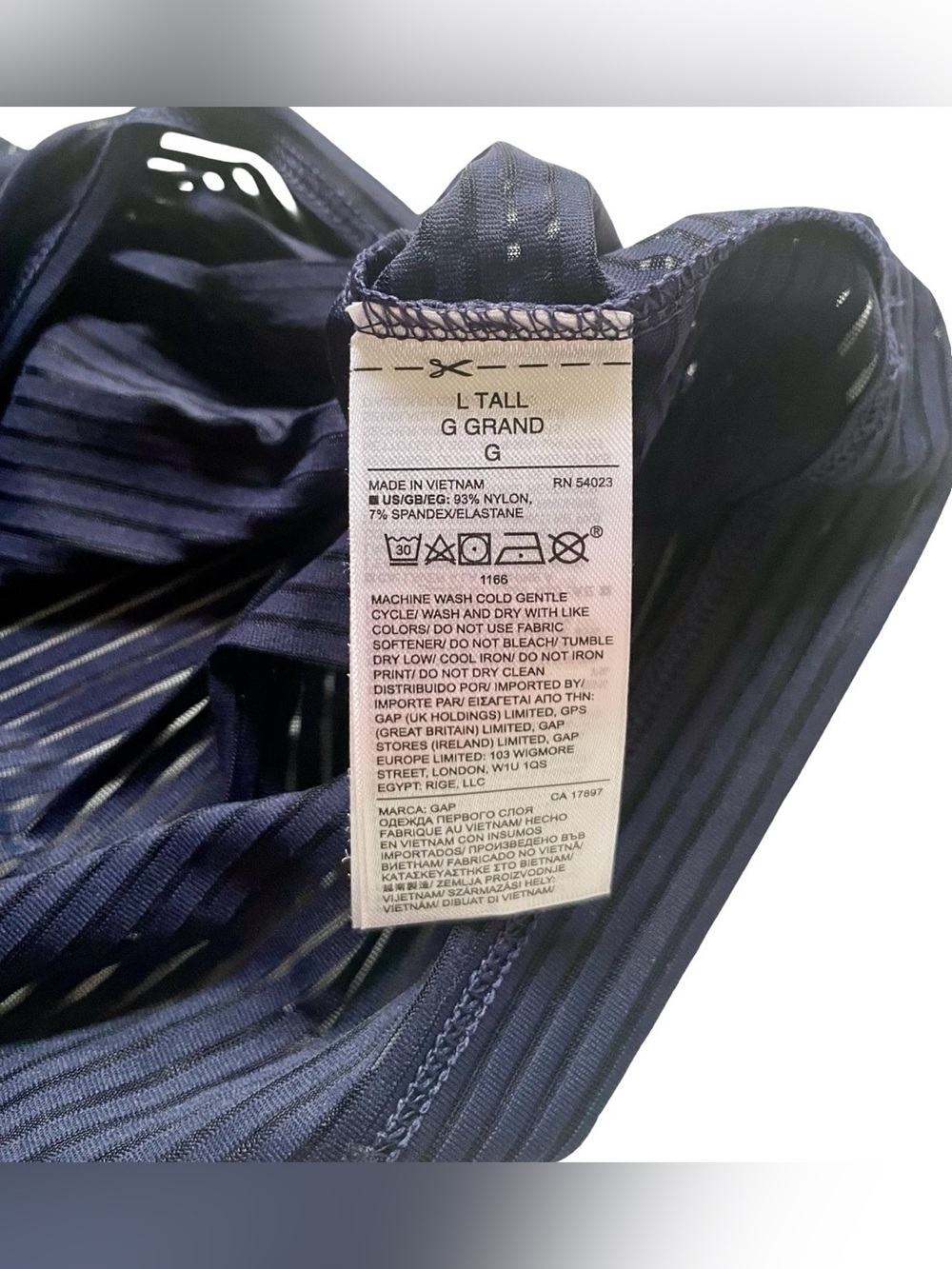 NWT GapFit Sheer Navy Ribbed Racerback Tank Top - Picture 3 of 5